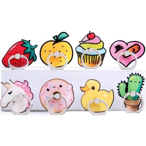 Cartoon Unicorn Fruits Cake Donuts Finger Ring Smartphone Stand Holder Mobile Phone Cute Bear Holder Stand For iPhone All Phone