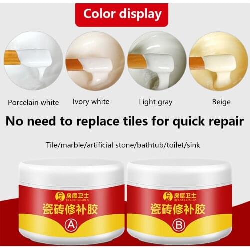 Tile Repair Agent Paste Bathtub Repair Kit White Tiles Suitable for Shower Room Glass Fiber Porcelain Ceramic Repair Cracks