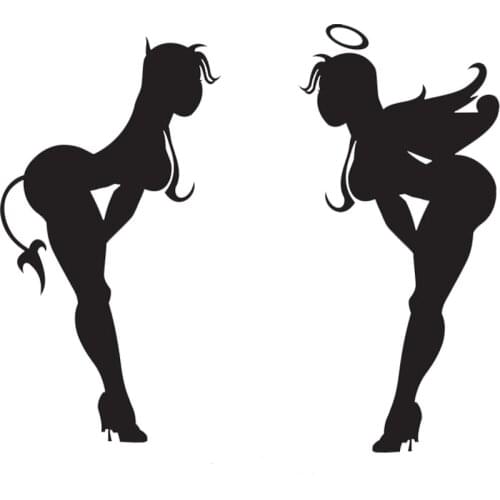 LLY-1353 Car Stickers Sexy Angel and Devil Girl Decorative Decal PVC Auto Motorcycle Accessories Creative Waterproof Decals