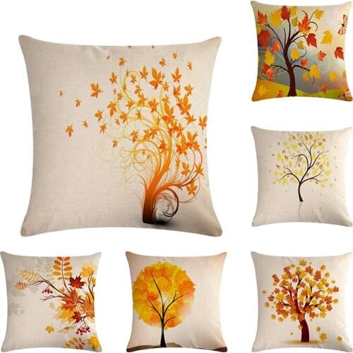 Fall Pillow Covers Autumn Theme Cotton Linen Decorative Maple leaves Throw Pillow Covers 45x45cm for Fall Decorations