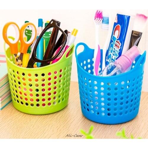 Plastic Office Desktop Storage Baskets Makeup Organizer Storage Box 10.5*8.5*8cm Green Blue Hot Pink