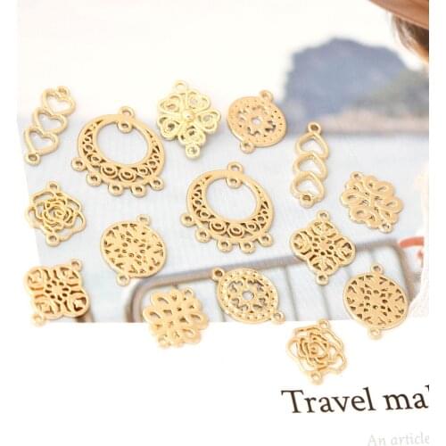 10pcs gold plating Alloy charm pendant round and flower shape for DIY craft jewelry making earring bracelet necklace accessories