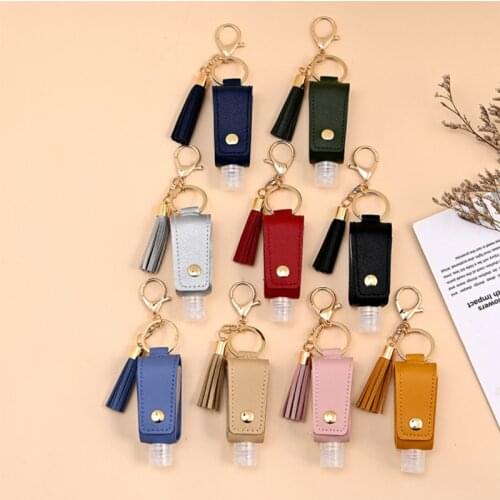 30ml Mini Hands Portable Hydroalcoholic Gel Bottle Hydroalcoholic Gel Keychain Hand Sanitizer Case Leather Case Keychain