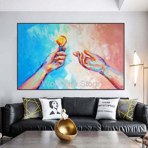 Graffiti Romantic Hand in Hand Lovers Canvas Painting Abstract Wall Art Poster Fashion Prints Pictures for Room Home Decoration