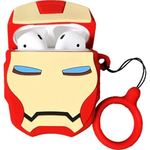 Marvel Iron Man Silicone Wireless Bluetooth Earphone Case for Air Pods 2 Box Storage Bag for AirPods 1 Protective Soft Cover