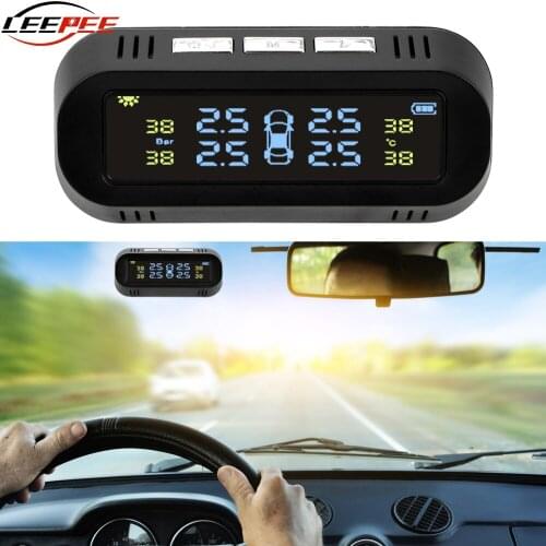 LEEPEE Solar TPMS Intelligent Car Tire Pressure Monitor System Car Accessories Auto Tyre Temperature Warning Digital 4 Sensors