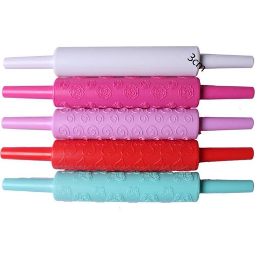 New Plastic Rolling Pin With Embossing Patterns Fondant Roller Decorating Tools Cake Roller DIY Baking Kitchen Accessories