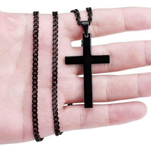 Vintage Cross Pendant Necklace Stainless Steel Necklace New Design Black Chain Pendant Choker Necklace Men Women Necklace