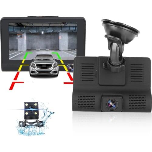 Video Recorder Car DVR Dual Lens support Rearview Camera Auto Registrator DVR 4.0 Inch Dash Camera 3 Cameras Lens Dash Cam