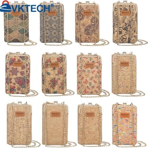 Vintage Women Cork Color Long Wallet Shoulder Crossbody Messenger Bag Casual Ladies Chain Mini Purse Handbag Phone Bags