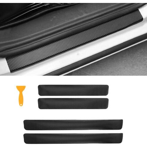 VODOOL 4Pcs Universal Carbon Fiber Car Door Sill Scuff Anti Scratch Sticker Auto Door Protector Strip Sticker Decals Car Styling