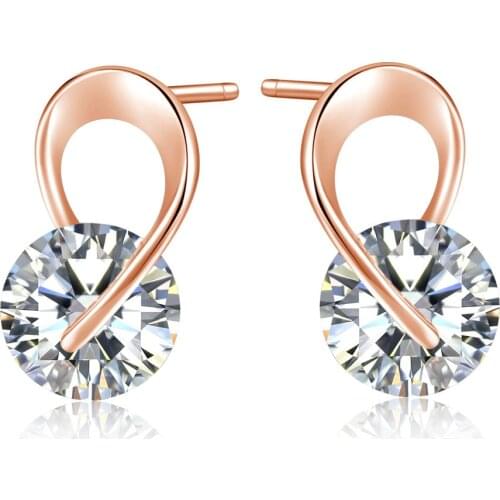 Rotating Stud Earring For Women 9 Shaped Zircon Silver color Rose Gold Color Party Daily Fashion Jeweley KAE070