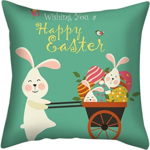 Cartoon Easter Pattern Cushion Covers 1PC Cute Rabbit Print Soft Cushion Pillowcase Festive Decor J02#40