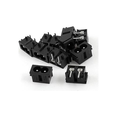 AC 250V 2.5A IEC320 C8 Male Plug Inlet Socket Adapter Black 10 Pcs