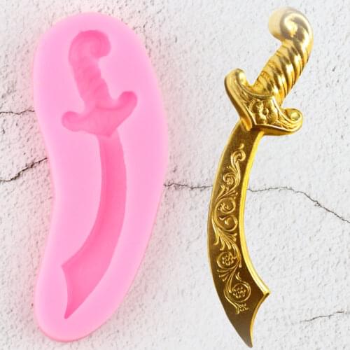 3D Sword Silicone Molds Baby Birthday Cupcake Topper Fondant Cake Decorating Tools Candy Polymer Clay Chocolate Gumpaste Moulds