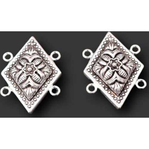 6pcs Silver Plated Cannibal Petals Shields Connectors Retro Bracelet Metal Accessories DIY Charms Jewelry Crafts Making A816