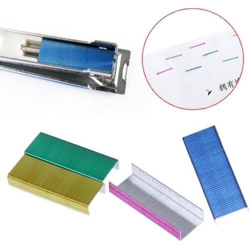 800Pcs/Box 12mm Creative Colorful Metal Staples Office School Binding Supplies K5DB