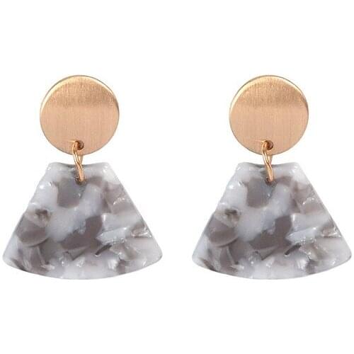 Acrylica Resin Fan Earrings for women Stud earrings Round Beige Gray Acetate Brincos Female Jewelry Girl