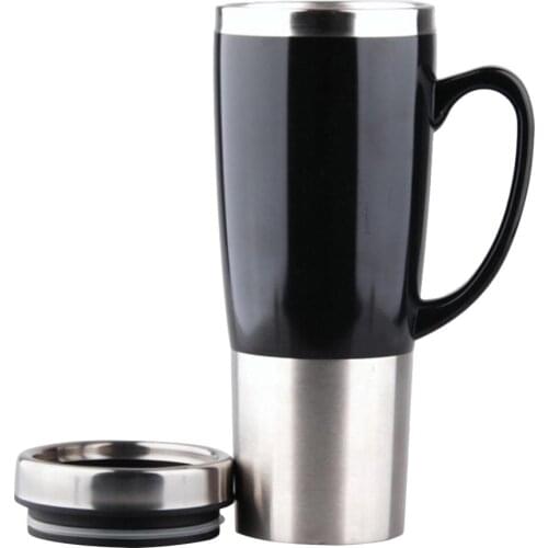 12V Car Electric Stainless Steel Travel Heating Cup Coffee Tea Drinking Cup Mug Black With Cigarette Lighter Cable
