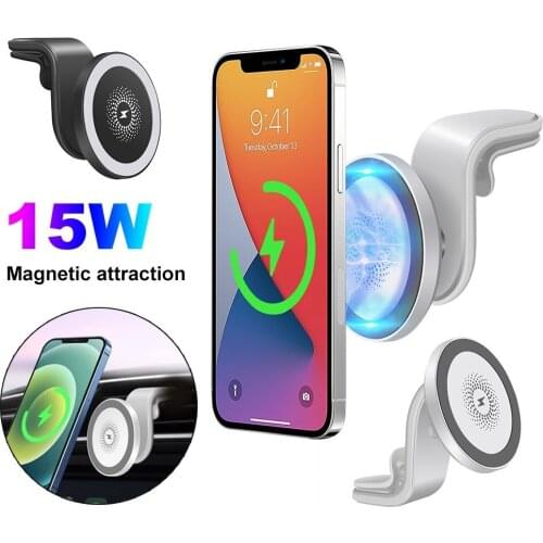 Car Phone Holder Magnetic Wireless Charger For iPhone 12/12 Pro Max Mini Mobile Support Magsafe Place And Take Mobilephone