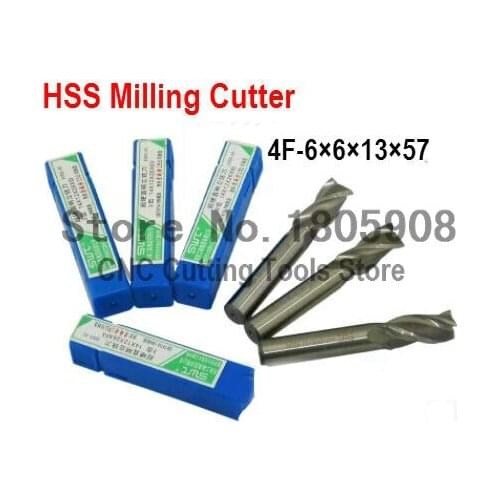 Free shipping 5pcs 6.0mm 4 Flute HSS & Extended Aluminium End Mill Cutter CNC Bit Milling Machinery tools Cutting tools