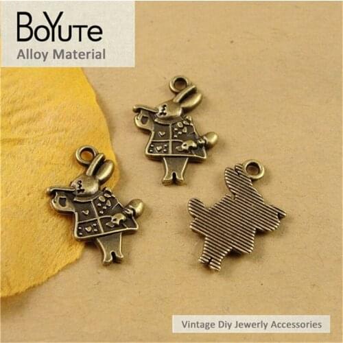 BoYuTe (100 Pieces/Lot) 20*14MM Vintage Metal Zinc Alloy Animals Rabbit Charms for Jewelry Makings Diy Rabbit Pendant Charms