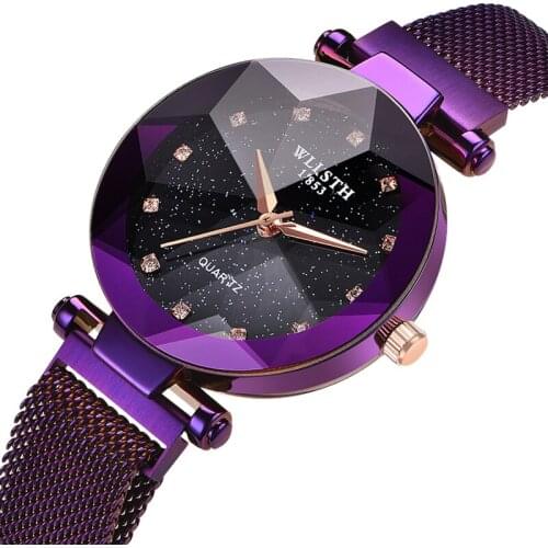 New lady Starry Sky Watch Star Flowers Magnet Buckle Ladies Bracelet Quartz Watch Gift Female Wrist Watches Clock montres femmes