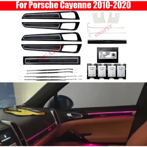 Decorative Panel For Porsche Cayenne 2010-2017 64-color LED Atmosphere Lighting Ambient Light Set illuminated Door Lamps