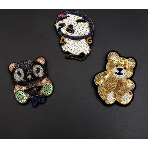Indian Silk Hand-Embroidered Cartoon Sequined Bear Brooch Female Accessory Cute Pin Badges For Clothing