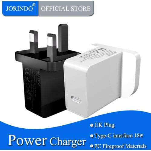 JORINDO UK Standard cell Phone Quick Charger,Type-C female jack output 18W PD Fast charge converter,Malaysia, Hong Kong