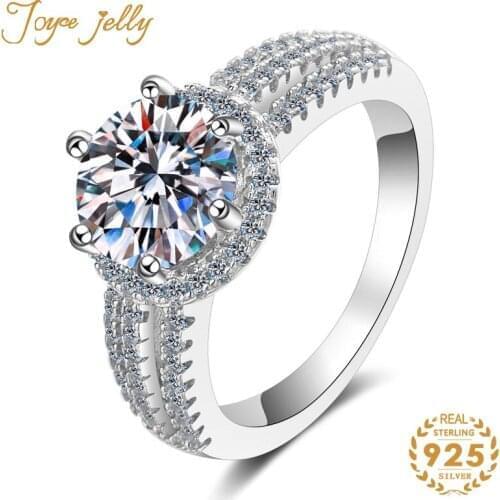 JoyceJelly Trendy Women Jewelry Ring 2 carat 925 Sterling Silver Wedding Rings Simple Classic Design Moissanites Gifts Wholesale