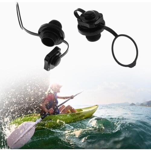 2pcs Air Valve Caps Inflate Deflate Airlock Spiral Air Plugs Replacement Screw For Inflatable Boat Kayak Canoe Raft Airbed Black