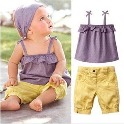 Baby girl summer clothes roupa infantil Purple 3pcs sets:headband+top+shorts baby wear baby sets infant clothing