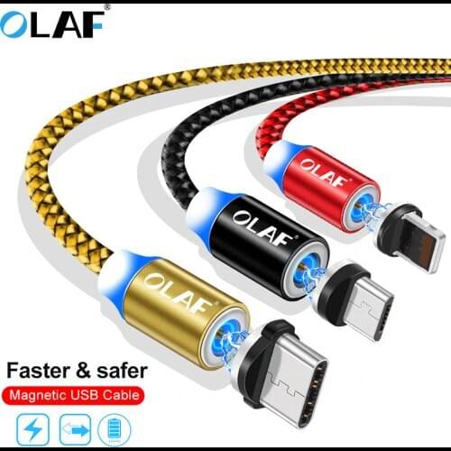 OLAF Magnetic USB Cable 1M/2M Fast Charging Magnet Cord For iPhone XR Xs Max Cable Usb Type c for Samsung S8 Xiaomi oneplus 6t