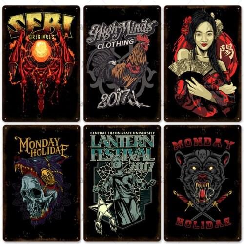 Skull Metal Tin Sign Anime Movie Retro Art Poster Vintage Metal Plaque Movie Theater Bar Cafe Home Wall Decoration Iron Painting