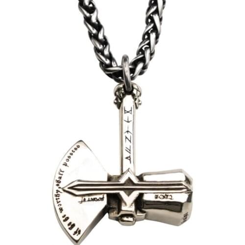 Punk Hip Hop Nordic Thor Axe Pendant Necklace Fashion Metal Mens Jewelry