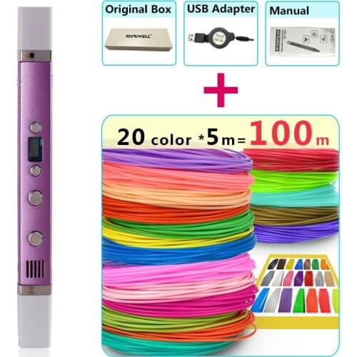 Myriwell 3d pen + 20 Colour * 5m ABS filament(100m),3d printer pen-3d magic pen,Best Gift for Kids,Support mobile power supply