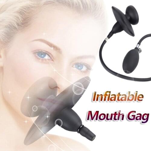 Inflatable Silicone Air Sac Pump Mouth Gag Fetish Slave Bondage BDSM Restraint Adult Erotic Sex Toys for Women Lesbian Couples