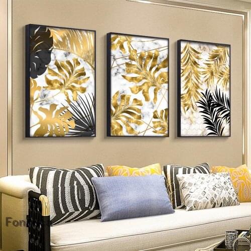 Nordic Leaves Poster Abstract Plant Canvas Painting Wall Art Pictures Modern Decoration Living Room House Luxury Modern Object