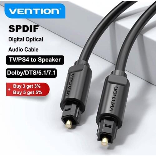 Vention Optical Audio Cable Toslink Digital SPDIF Cable Gold Plated 1m 2m 3m For Blu-ray CD DVD player Xbox 360 PS3 Mini Disc AV
