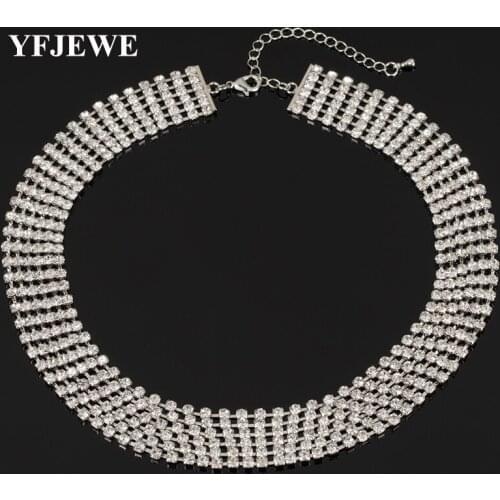 YFJEWE Multiple rows rows Clear Crystal Necklace sliver plated Color Fashion Jewelry Nickel Free Austria Crystal necklace N311