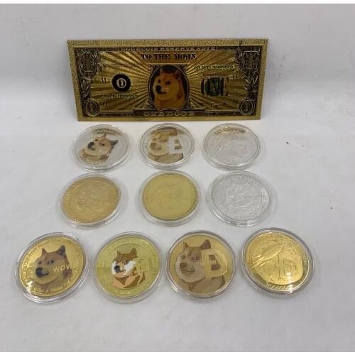 Popular Dogecoin Gold Plated Commemorative Coins Cute Dog Pattern Souvenir coin Collection Gifts puppy coin