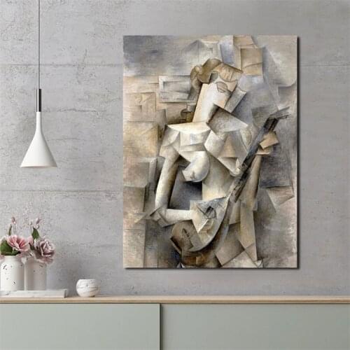 Picasso Girl With A Mandolin Canvas Posters Prints Wall Art Painting Oil Decorative Picture Modern Living Room Home Decoration