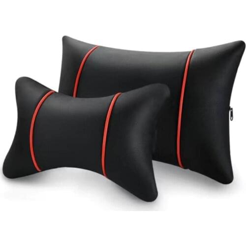 Car Head Pillow PU Leather Lumbar Support Anti Dirt