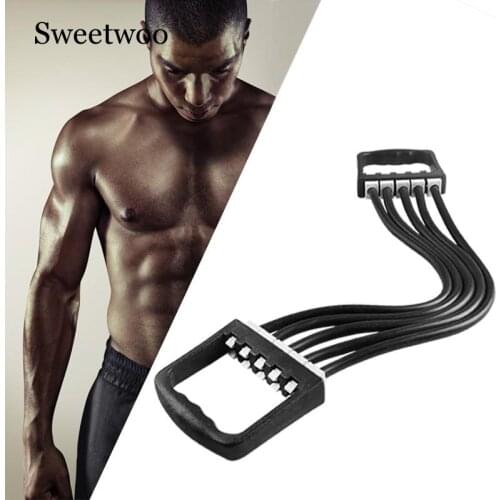 Portable Indoor Sports Supply Chest Expander Puller Exercise Fitness Resistance Elastic Cable Rope Tube Yoga 5 Resistance Bands