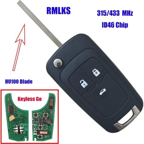 3 Buttons Car Control Alarm Remote Key Suit for Chevrolet Malibu Cruze Aveo Spark Sail 315/433 MHz Folding Remote Fob ID46 Chip