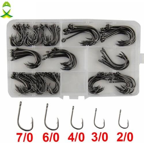 JSM 130pcs 9260 High Carbon Steel Fishing Hooks Saltwater Fishing Faultless Oshaughnessy Bait Fishhooks Set With Box