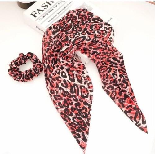 Scarf Ponytail Print Leopard Long Ribbon Scrunchies Elastic Animal Hairband Tail