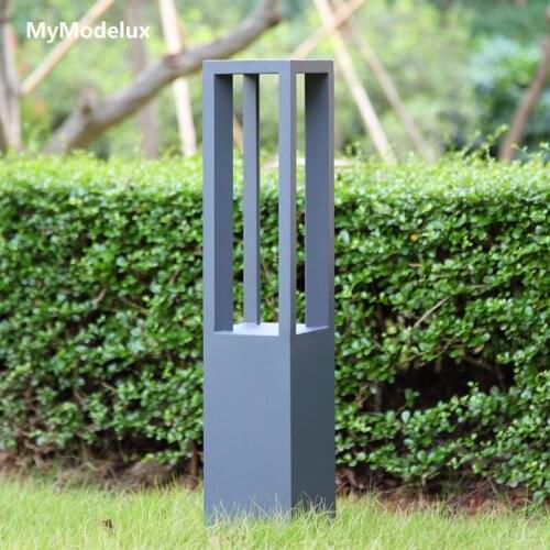 Modern LED Bollard Light Outdoor GardenLandscape Lighting Waterproof Aluminum Exterior Lamp 8W Lawn Decoration IP54 Grey