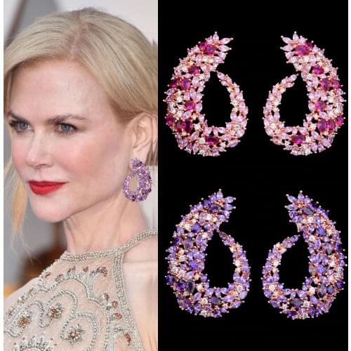 GODKI Famous Design Luxury Popular Geometry Flower Full Mirco Paved Cubic Zirconia Wedding Earring Fashion Jewelry